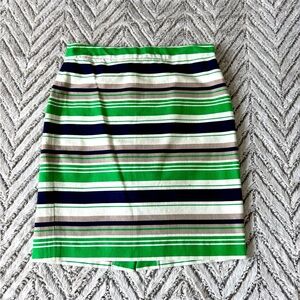 Banana Republic Skirt, Straight Pencil, Green, Khaki, Navy Blue White Striped, 4